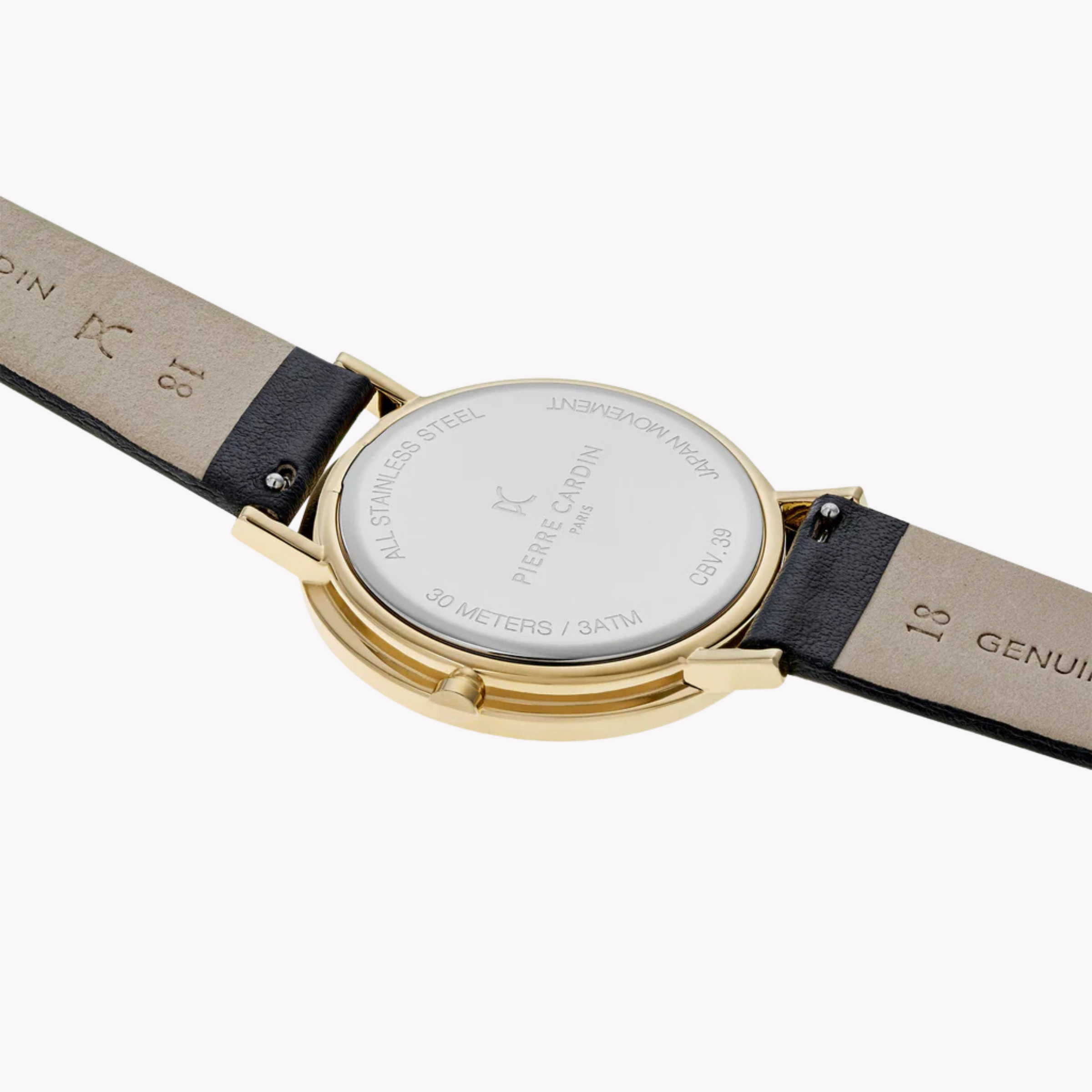 Pierre Cardin Women's Black Leather Watch, Silver Dial | CBV.1009-2