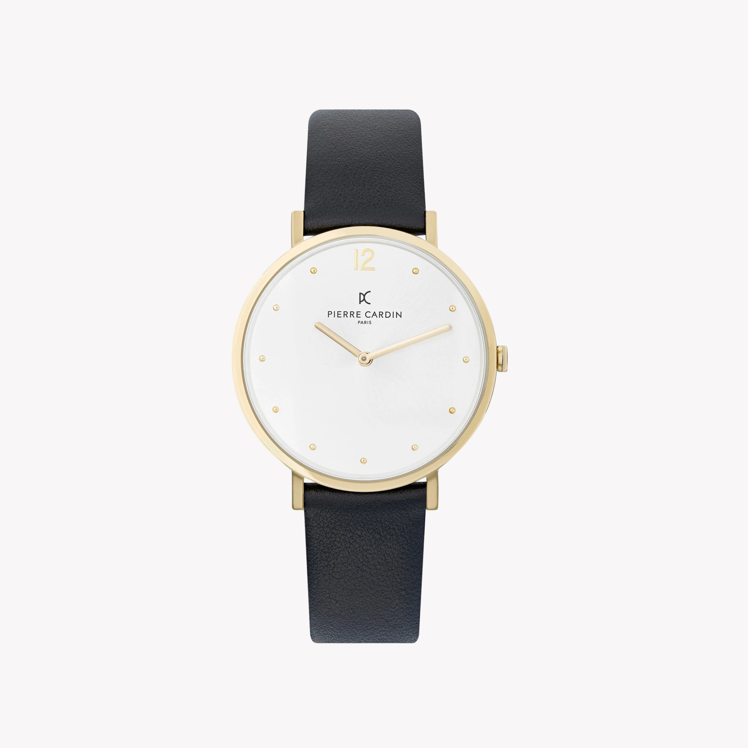 Pierre Cardin Women's Black Leather Watch, Silver Dial | CBV.1009-0