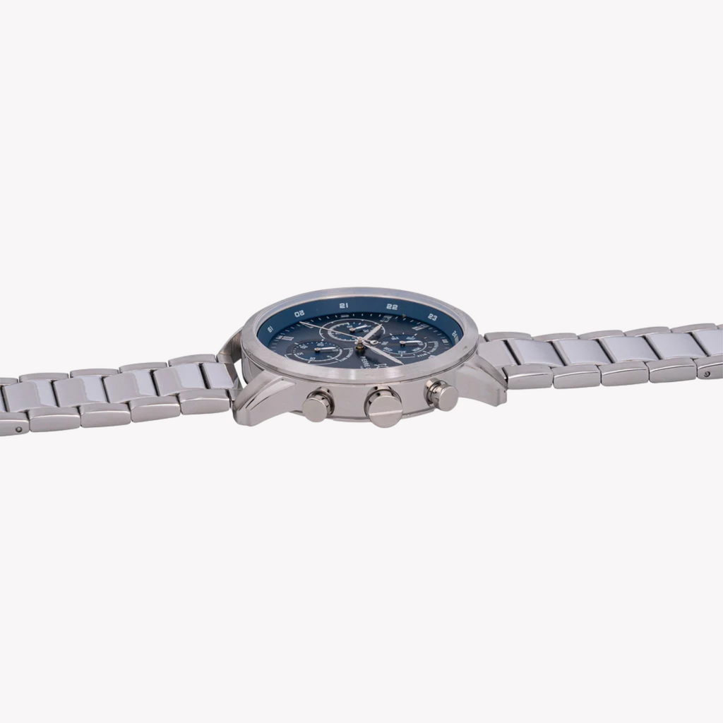 Pierre Cardin Men's Silver Metal Watch, Blue Dial | CCP.5005-1