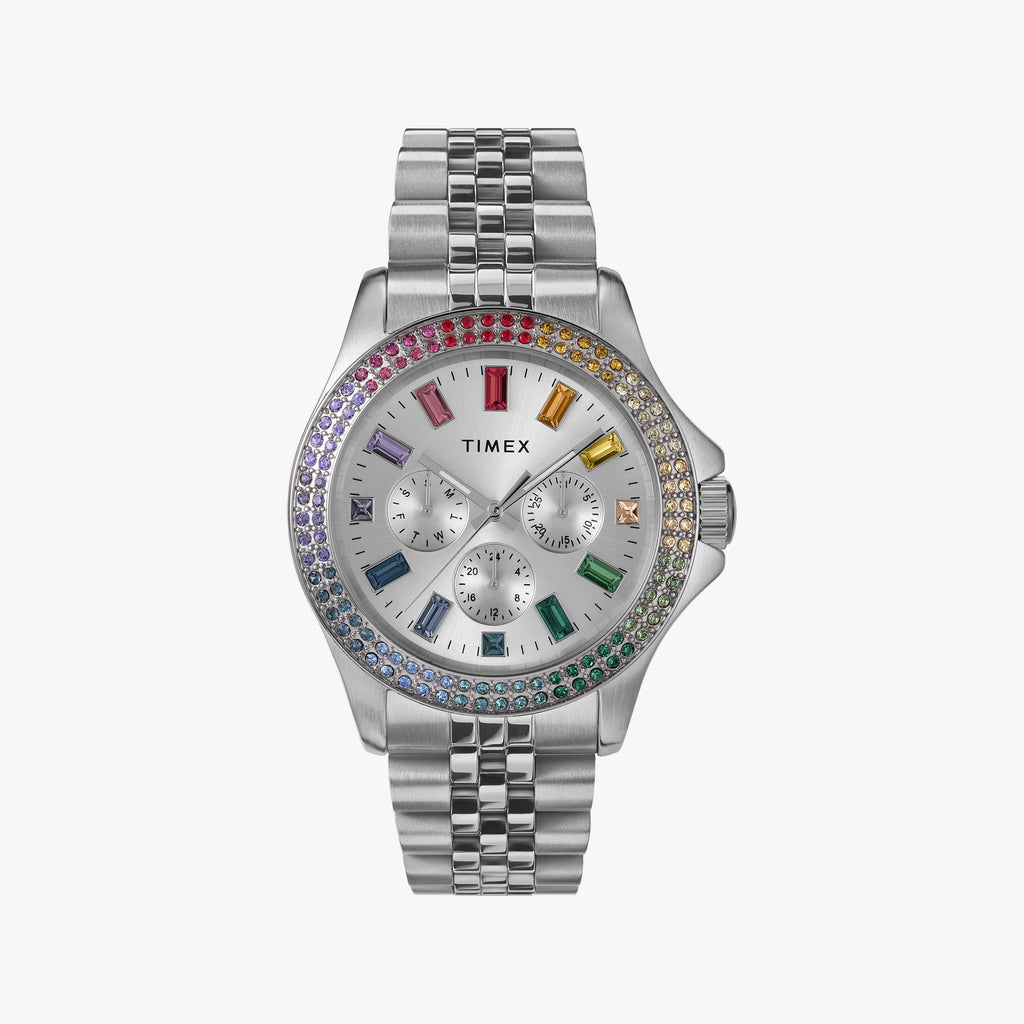 Timex Women's Silver-tone Watch, Rainbow Crystal Accents | TW2W33000-0