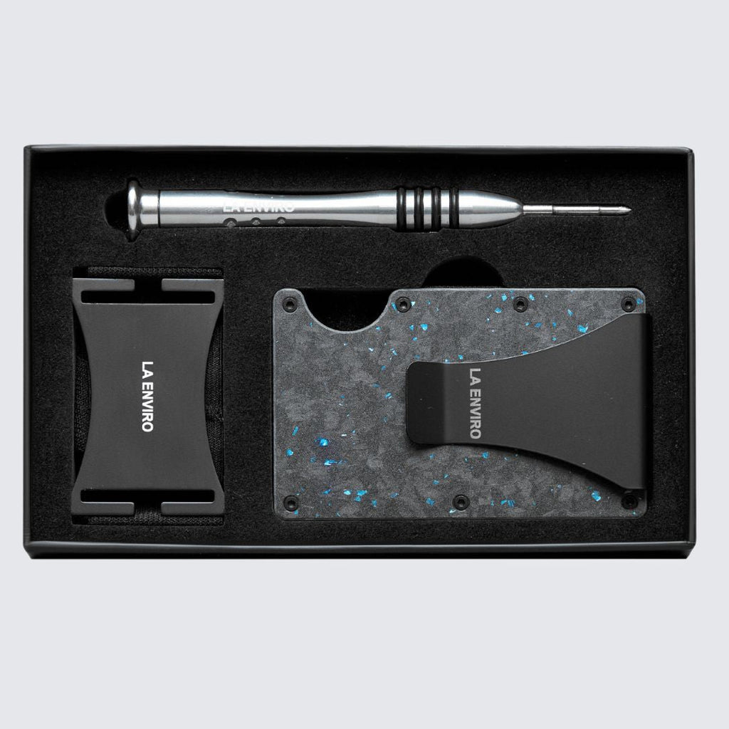 LORNE Forged Carbon Wallet I Matte Blue-0