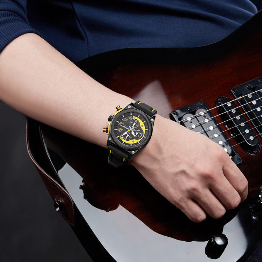 MEGIR Chronograph Sport Watch Men Silicone Military Wrist Watches Waterproof Date Clock Top Brand Quartz Watch Reloj Hombre 2051-3
