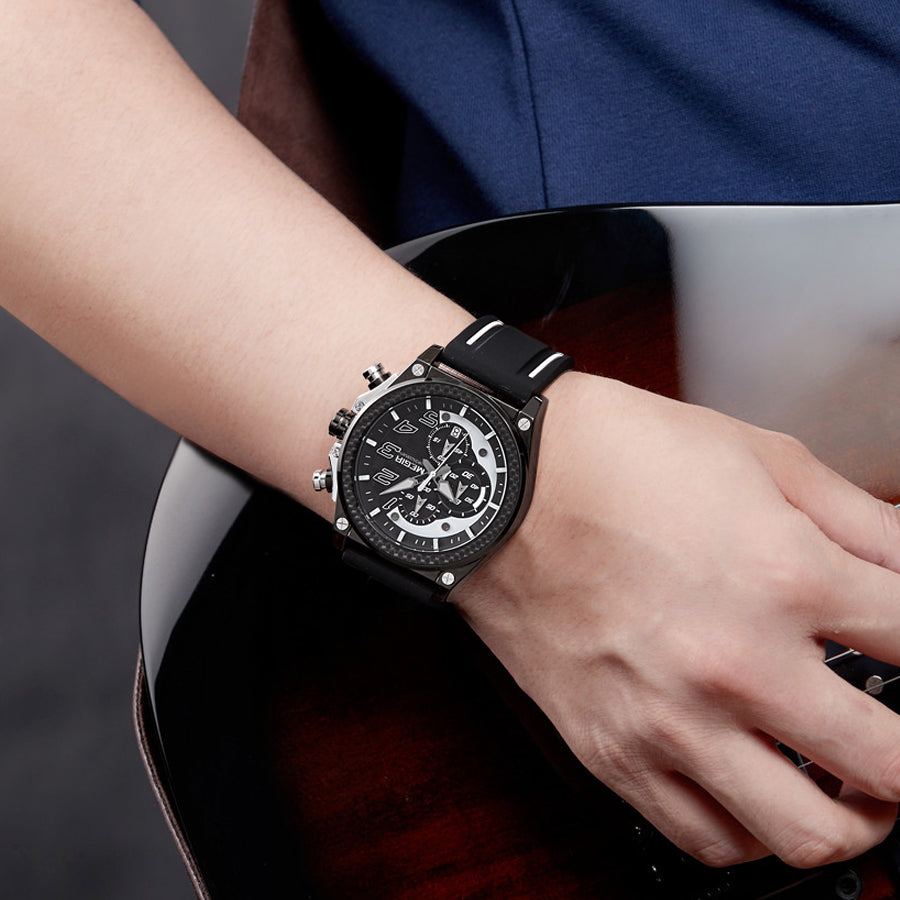 MEGIR Chronograph Sport Watch Men Silicone Military Wrist Watches Waterproof Date Clock Top Brand Quartz Watch Reloj Hombre 2051-4