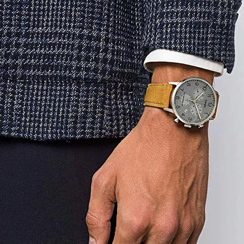 Timex Men's Stainless Steel Tan Band, Silver Dial | TW2T71200-4