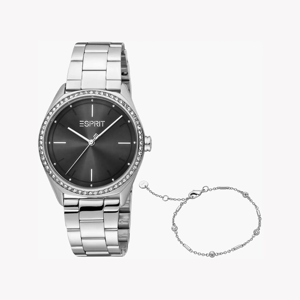 Esprit Women's Silver Stainless Steel Watch, Black Dial | ES1L106M0015-0