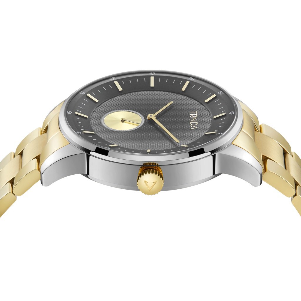 TRNDA Men's Gold Stainless Steel Watch, Gray Dial | TRNDA-43G-2