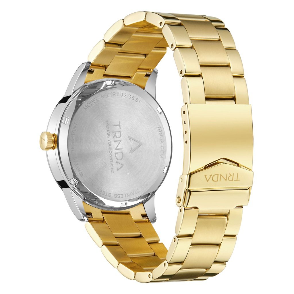 TRNDA Men's Gold Stainless Steel Watch, Gray Dial | TRNDA-43G-3