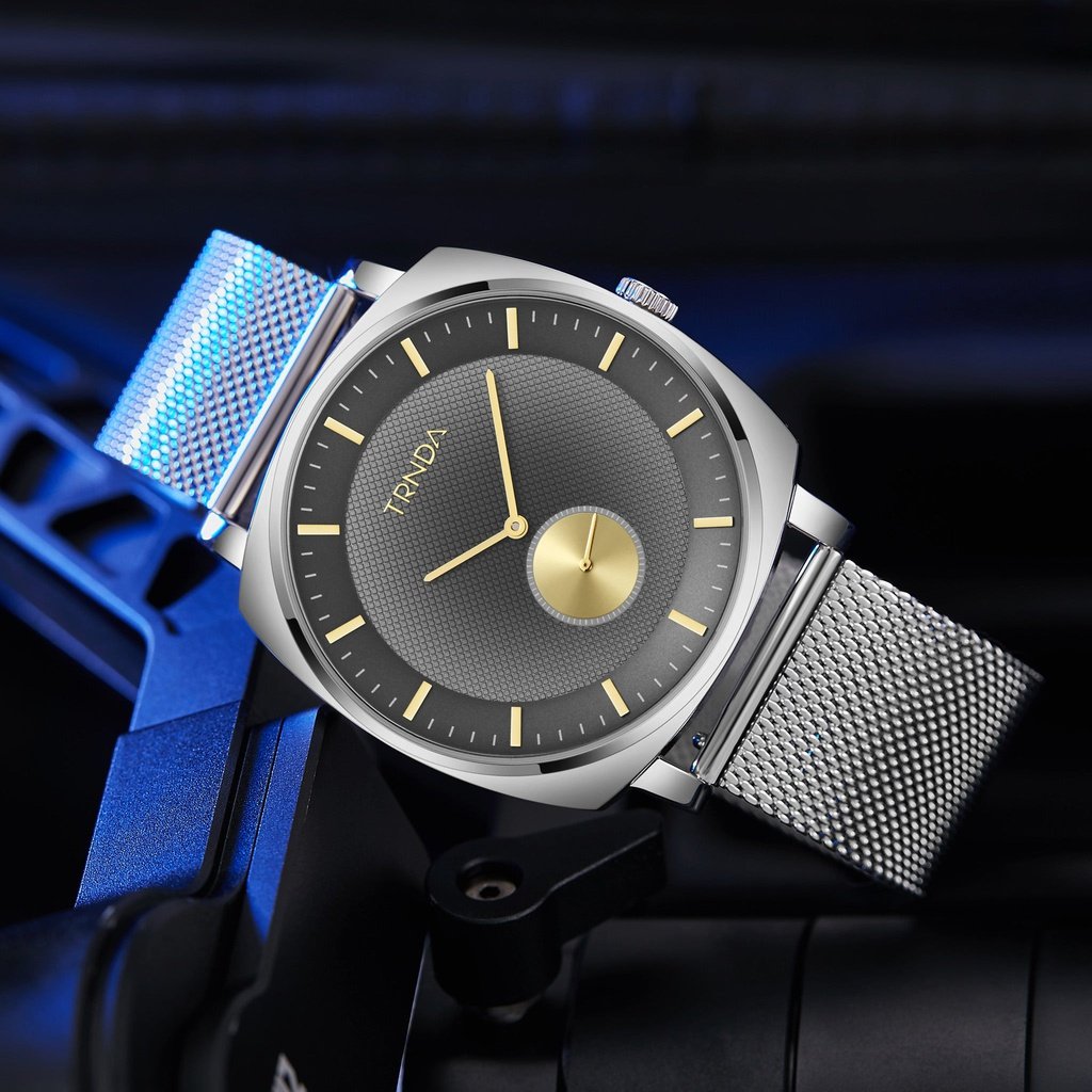 TRNDA Men's Silver Stainless Steel Watch, Gradient Dial | TRN45MM-4