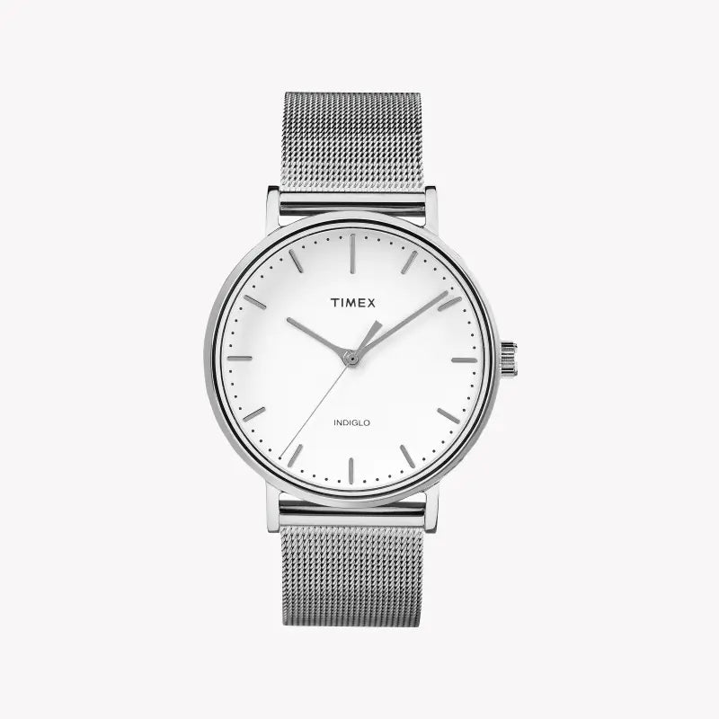 Timex Women's Silver Stainless Steel Watch, White Dial | TW2R26600-0