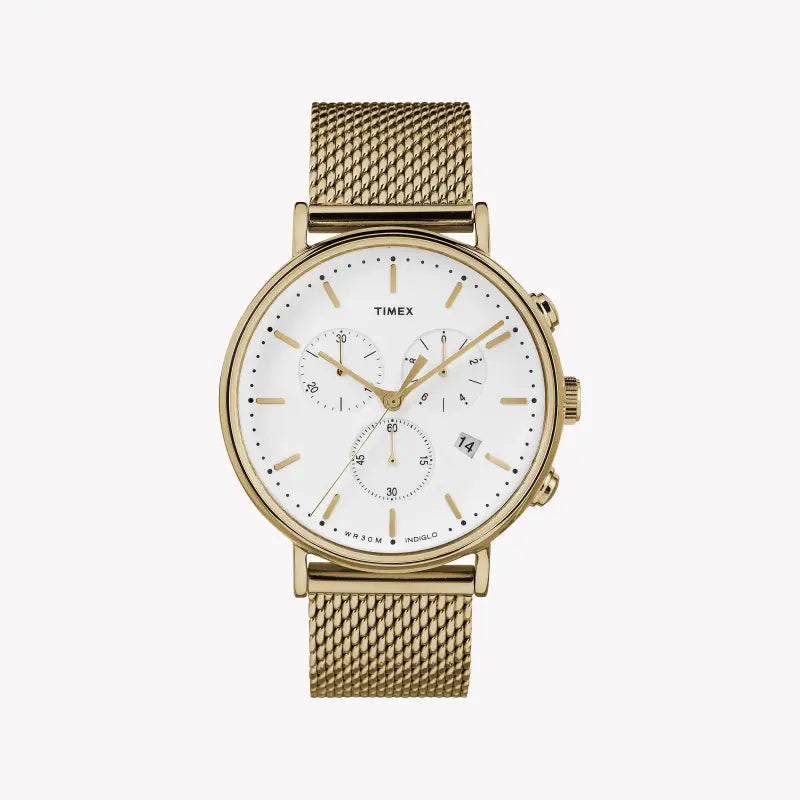 Timex Men's Gold Stainless Steel Watch, White Dial | TW2R27200-0