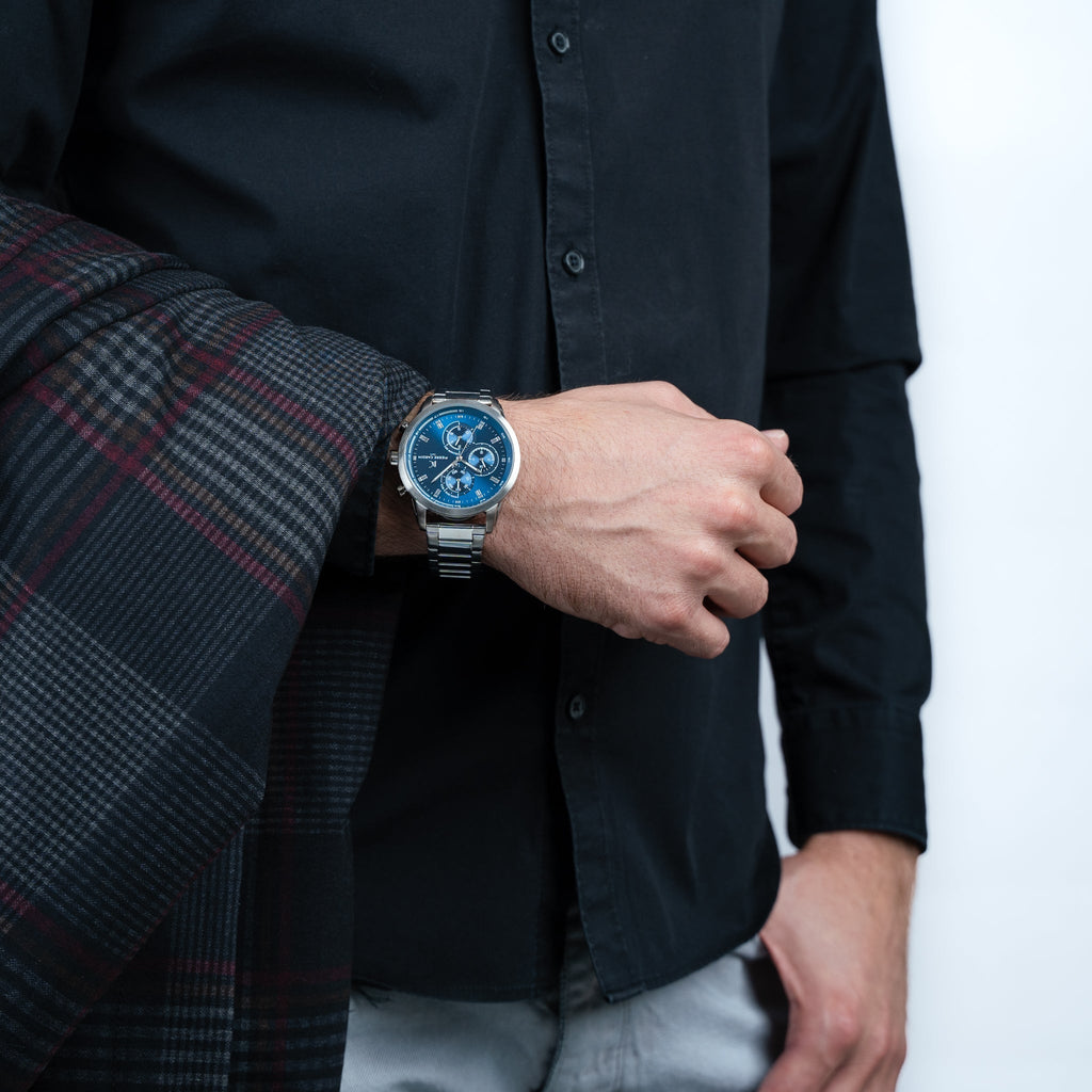 Pierre Cardin Men's Silver Metal Watch, Blue Dial | CCP.5005-2